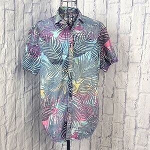 DENIM‎ & FLOWER Slim Fit Men's Button Up Floral Hawaiian Shirt Medium